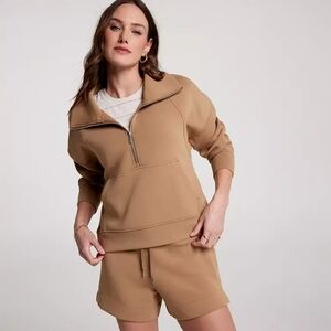 Women's Tan Half-Zip Sweatshirt